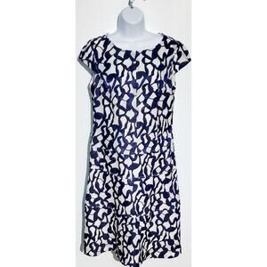 Ann Taylor Womens Blue White Tiered Textured Cao Sleeve Dress Size 8 Nautical